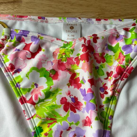 Shade & Shore Women's Floral Print Side Ring Bikini Bottom - Size XL - NWT - Picture 4 of 7